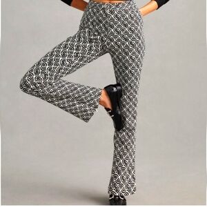 NWT Maeve by Anthropologie Mid Rise Flare Stretch Ponte Printed Pant Retro 4